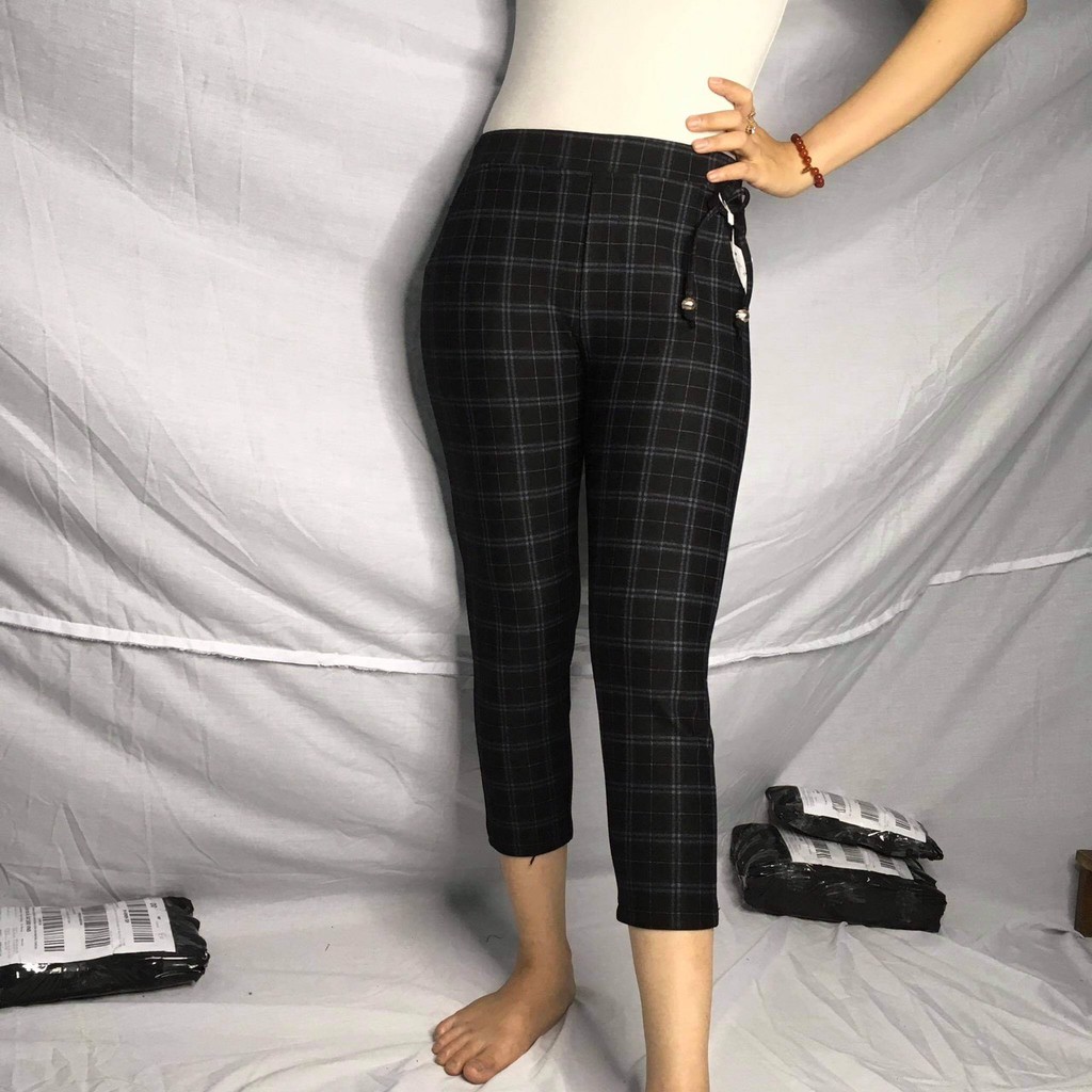 Quần cotton lửng 75cm sọc kẻ lưng thun mẫu mới