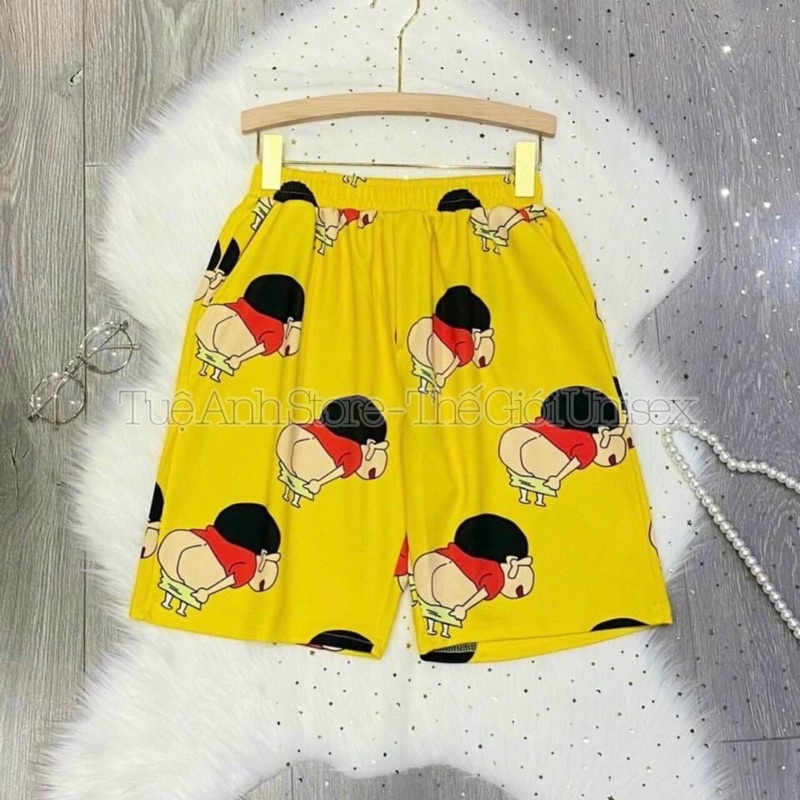 Quần Short Nam Nữ Hoạt Hình Nhiều Hoạ Tiết Freesize Unisex 38-68kg-Quần đùi lững chất thun lạnh TUEANHSTORE