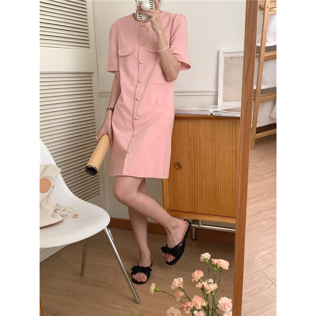 Đầm Ngắn Tay Dáng Vừa Phong Cách Retro Pháp 54254 Dễ Phối Đồ