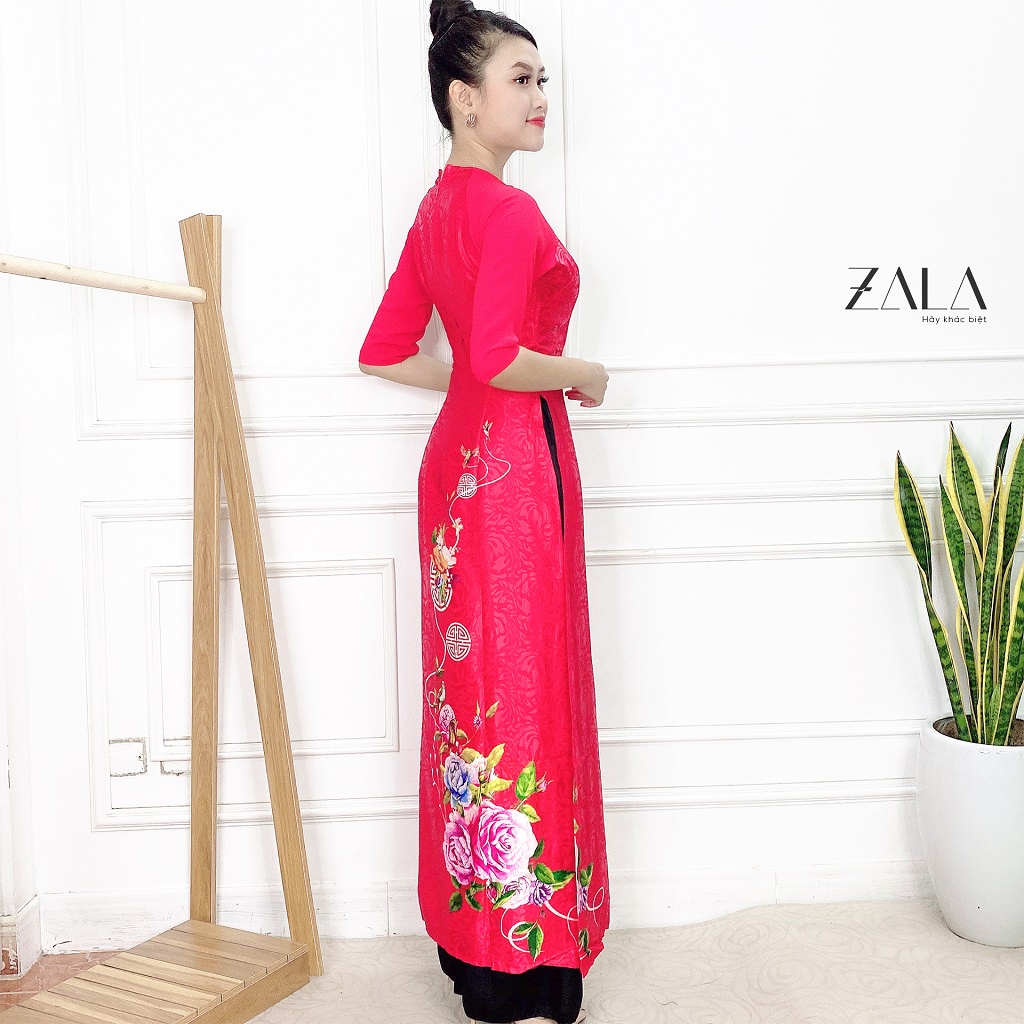 Áo dài cách tân nữ 3D, áo dài nữ cao cấp thiết kế ôm boby mới lạ chất liệu lụa in 3D ZALA