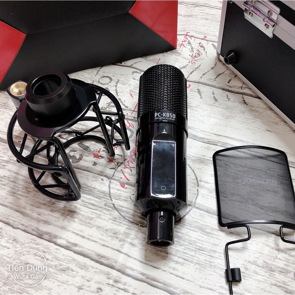 Mic Thu Âm takstar pc k850 và sound card icon upod pro chân kẹp màng lọc dây livestream ma2 dây mic 3m