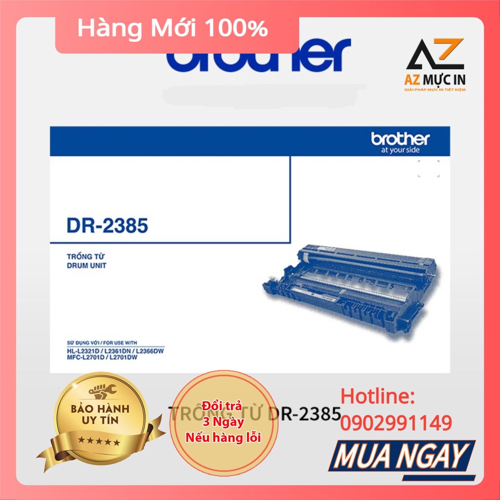 Cụm drum (Trống) Brother DR2385 [Hàng Chính hãng] Cho máy Brother HL L2321D, L2361DN, L2366DW, L2520D, L2701D, L2701DW