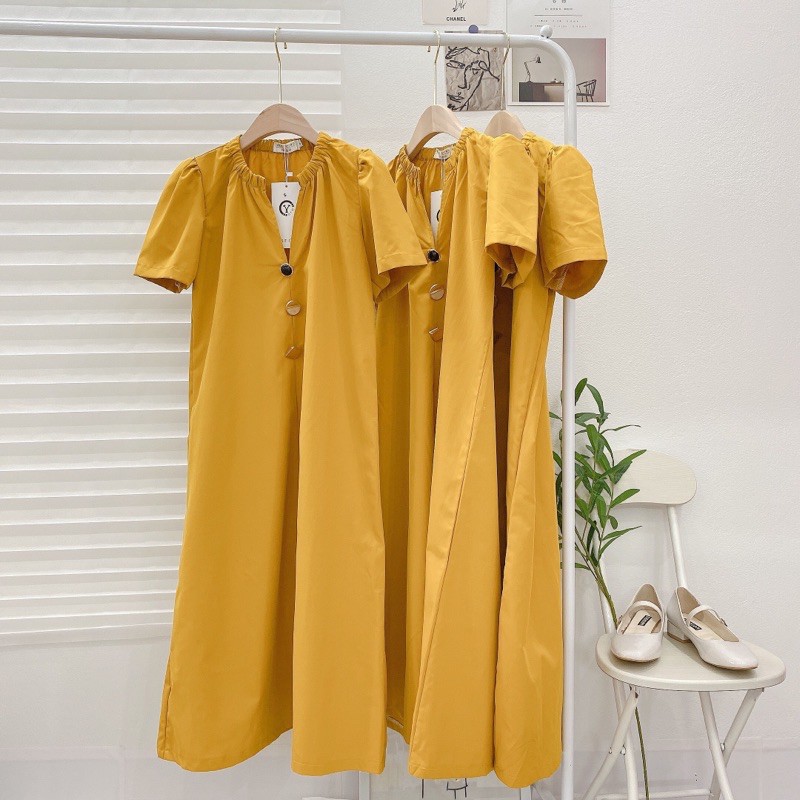🌼 Váy maxi vàng phối khuy ngọc🌼(có ảnh thật) | BigBuy360 - bigbuy360.vn