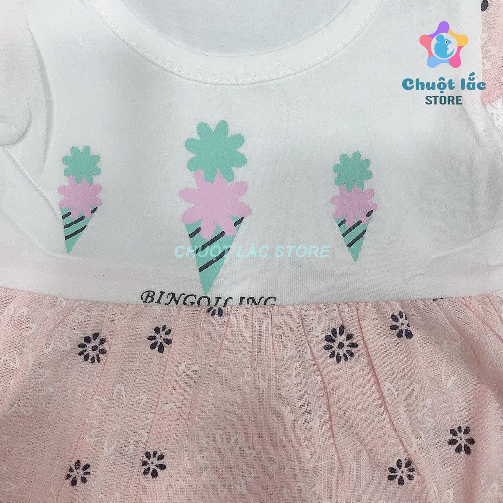 Váy Áo Cotton Chuột Lắc Store Phối Vải Xô Mềm In Hình Dễ Thương Từ Sơ Sinh Đến 2 Tuổi