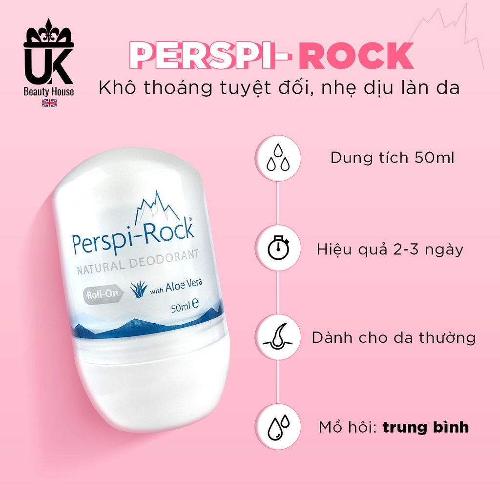 Lăn khử mùi từ thiên nhiên Perspi-Rock Natural Deodorant Roll On 50ml