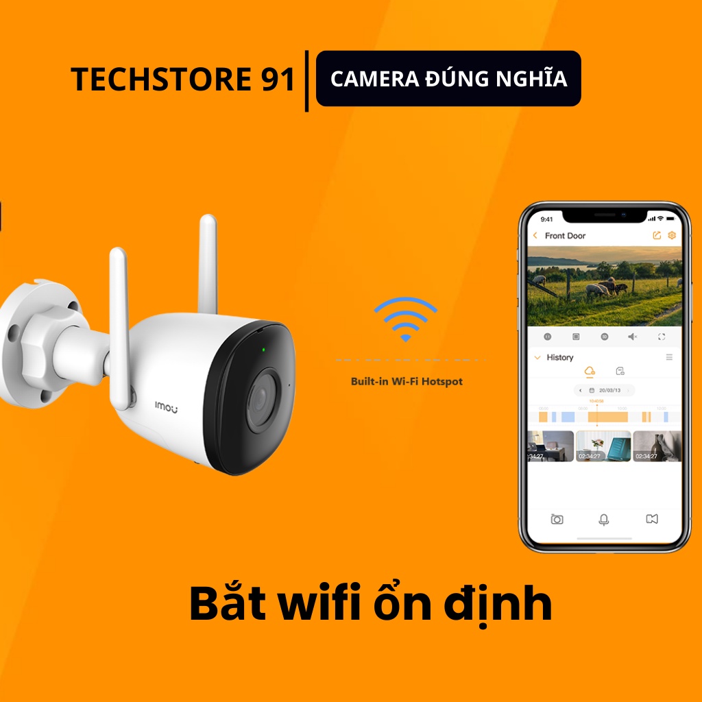 Camera wifi ngoài trời imou F22FP  có màu ban đêm ,báo động và nhắn tin về điện thoại TECHSTORE 91
