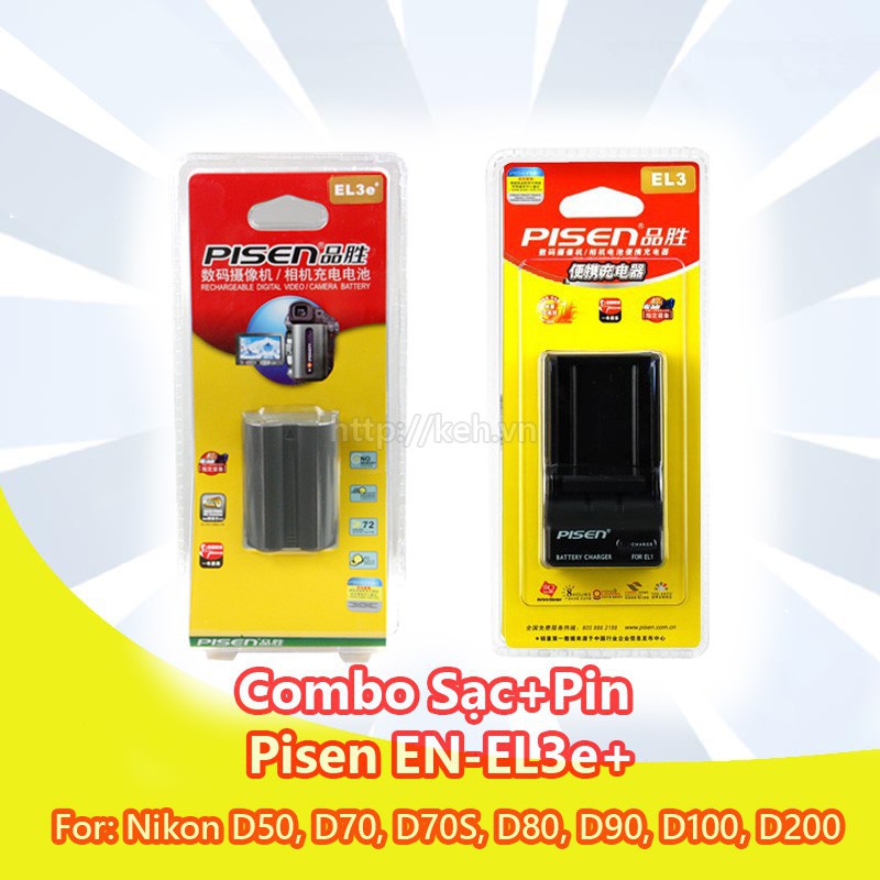 Pin, Sạc EN-EL3e / EN-EL3e+ PI SEN cho máy ảnh Nikon D50, D70, D70S, D80, D90, D100, D200, D300, D300S, D700