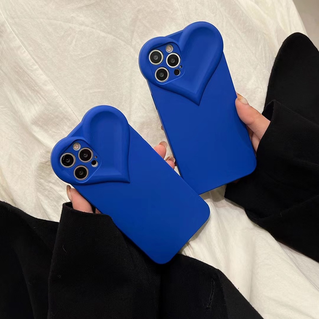 Ốp điện thoại TPU mềm hình trái tim màu xanh dương cho iPhone X XS XR XS MAX 7 Plus 8 Plus 11 11 Pro 11 Pro Max 12 13 Pro 12 Pro Max