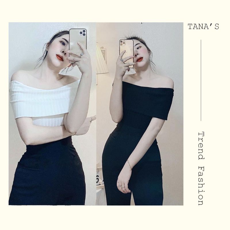 Áo trễ vaii.thun nữ , body ,dễ thương dễ phối đồ đen trắng hiện đại trẻ trung teen tôn dáng dễ thương
