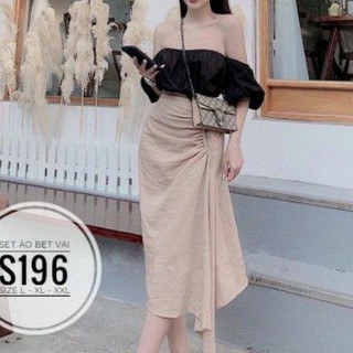 [kèm hình thật] set big size áo trễ vai và chân váy lemim từ 60kg-90kg