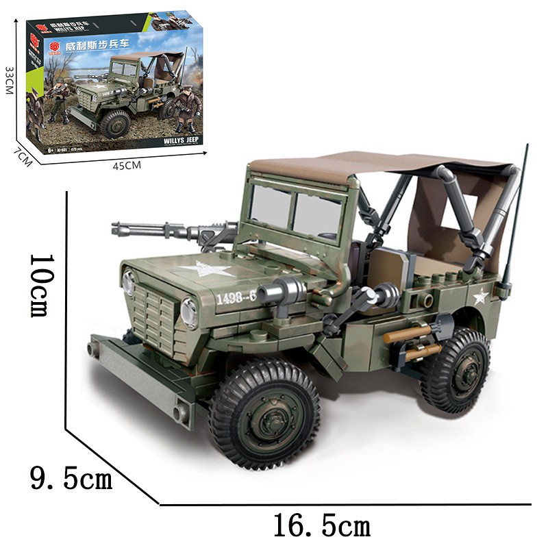 Đồ chơi lắp ráp Non Lego Mega Bloks Call Of Duty World War II Army Xếp Mô Hình Xe Jeep Willys XJ 931 của Mỹ 475 chi tiết