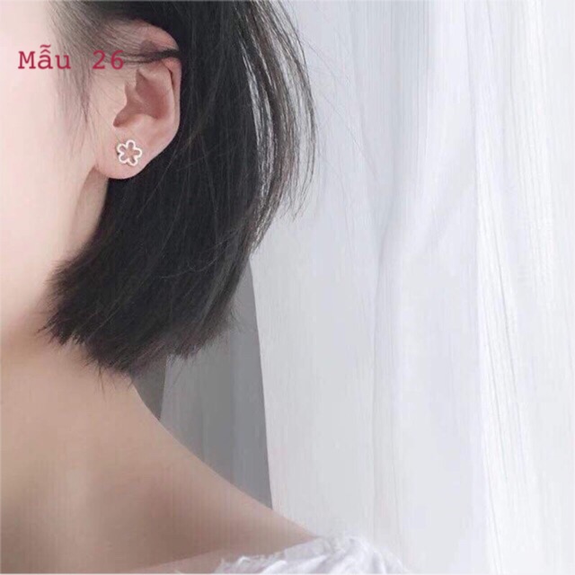 Bông tai bạc 30% hình tim, trăng sao, mèo nhỏ kiểu hàn quốc cực xinh