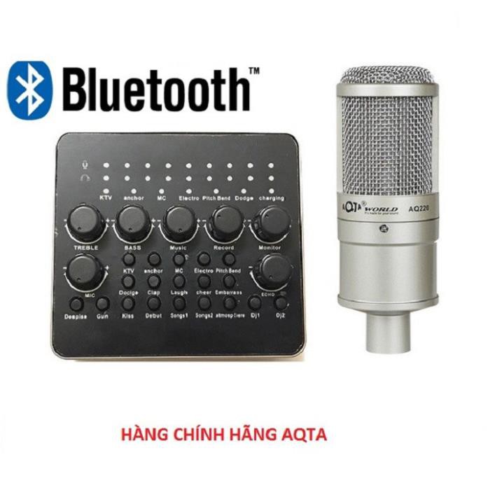 Combo Sound Card V10 Bluetooth + Micro Thu Âm AQ 220 Chính Hãng AQTA Bộ Hay Nhất Hiện Nay Bảo Hành 6 Tháng