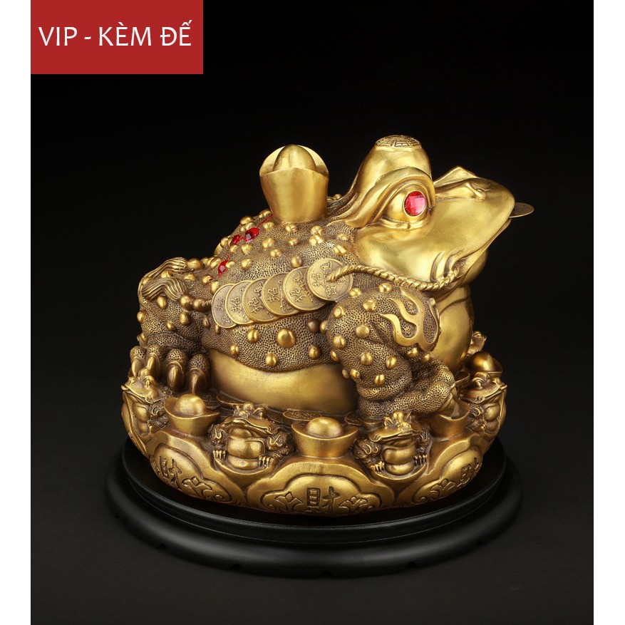 Cóc Thiềm Thừ 15CM (Loại VlP), Tặng Kèm Đế - Chất Liệu Đồng nguyên chất - Phong Thủy Cầu Tài Lộc, Giữ Của, Hóa Sát