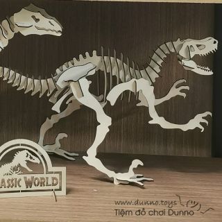 [ THANH LÝ ] Khủng Long Velociraptor 60cm - Lắp ráp gỗ