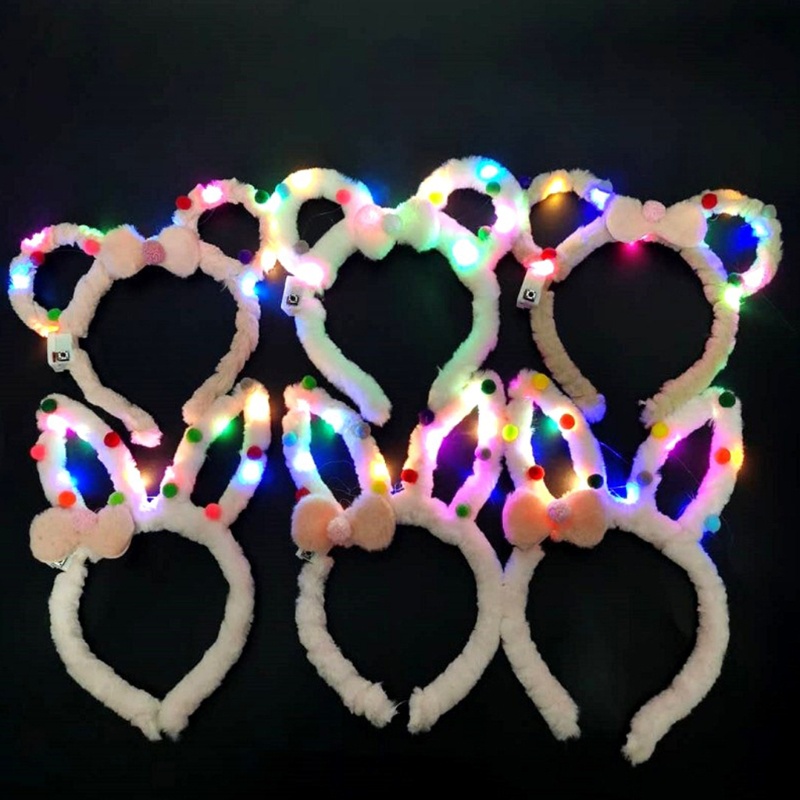 Băng Đô Tai Thỏ Có Đèn Led Dễ Thương Dùng Làm Đạo Cụ Chụp Ảnh Halloween