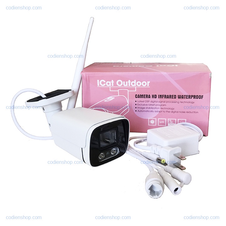 Camera Wifi Thông Minh Ngoài Trời Hunonic ICat Outdoor xoay 360 Độ, Màu trắng