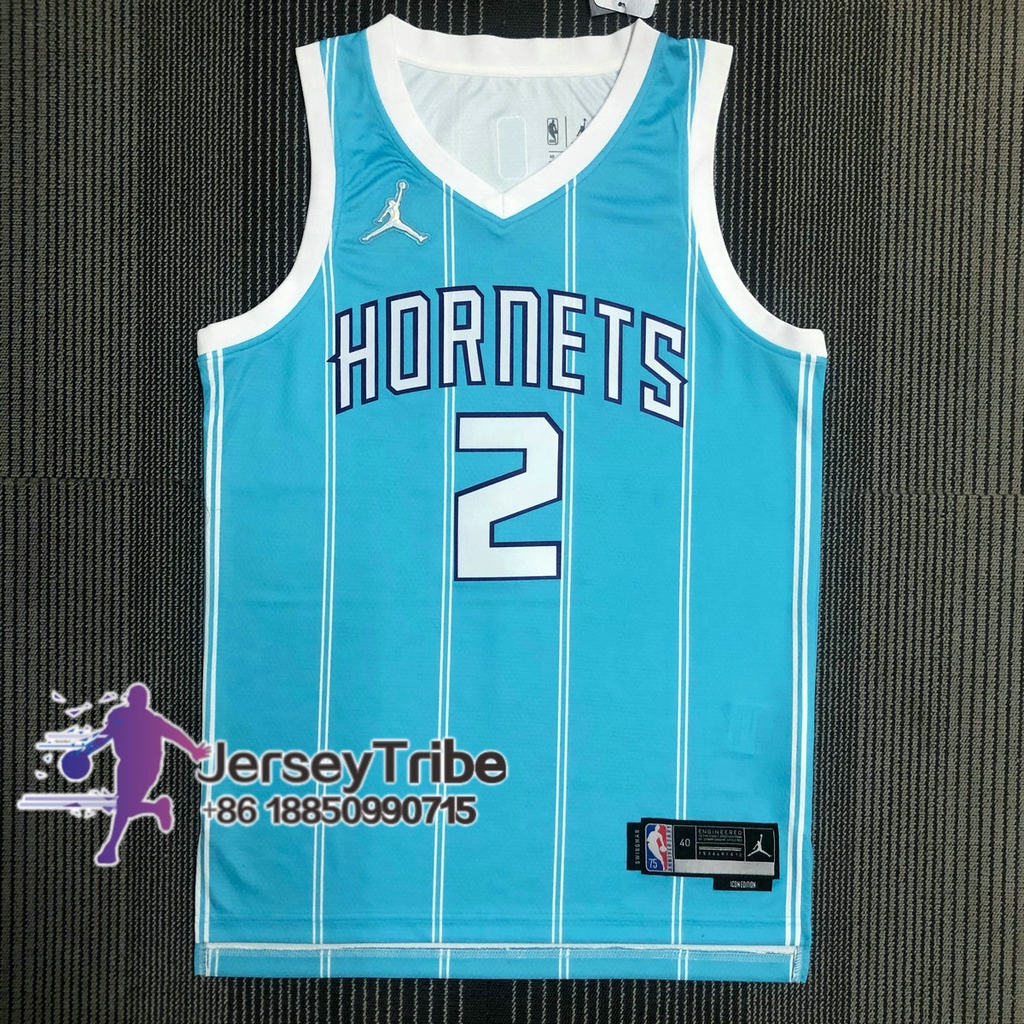 Áo Bóng Rổ Jersey Charlotte Hornets Nba 2021-22 Cho Nam #Bộ Quần Áo 2 Lamelo Màu Xanh Lam Kỷ Niệm Lần Thứ 75