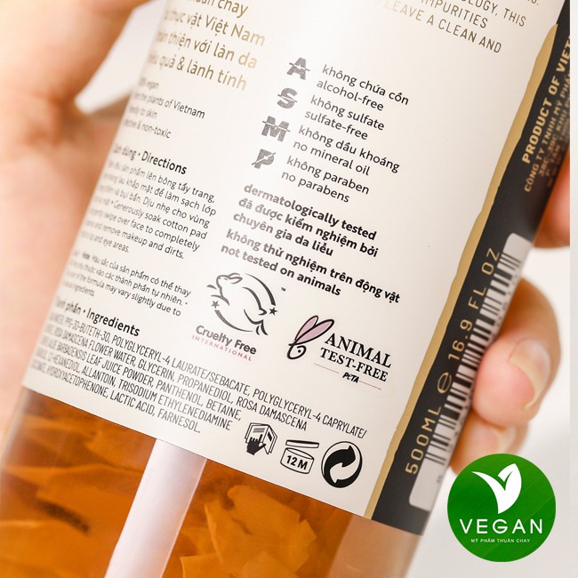 Nước tẩy trang hoa hồng cocoon 500ml (rose micellar water) - Vegan Society - Mỹ phẩm thuần chay Việt Nam