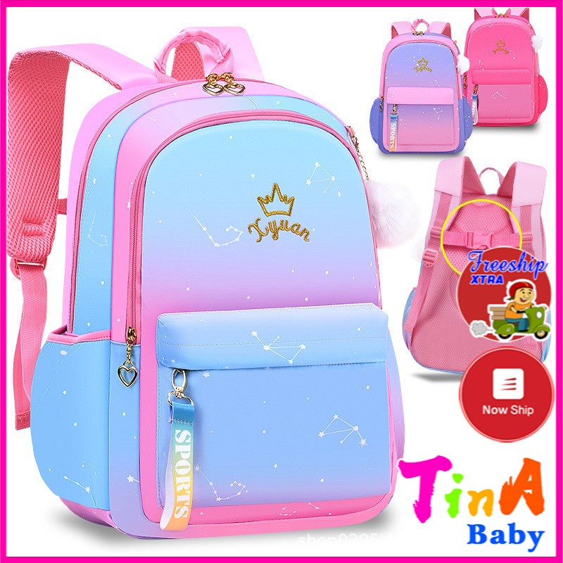 Balo phối màu Galaxy cho bé gái, cặp sách đi học phối màu siêu xinh E394