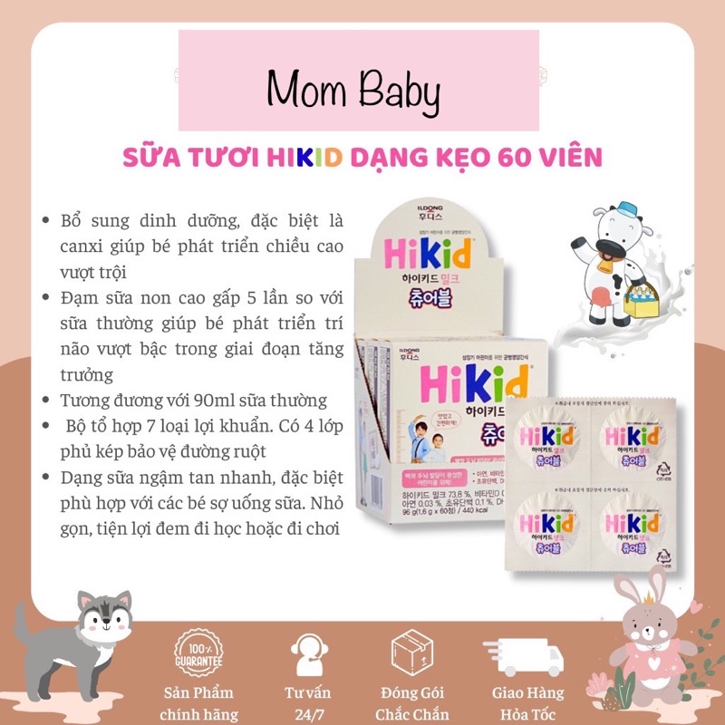 Sữa Hikid dạng kẹo hàng chuẩn nội địa Hàn