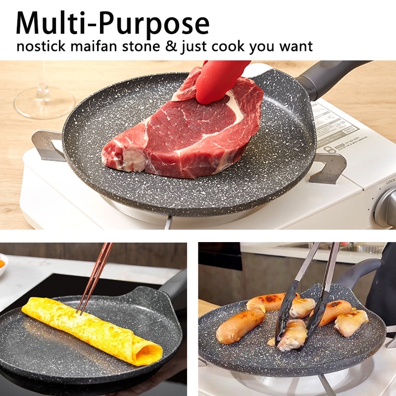 Chảo chống dính JEETEE vân đá cẩm thạch 25cm dùng làm bánh crepe đế từ