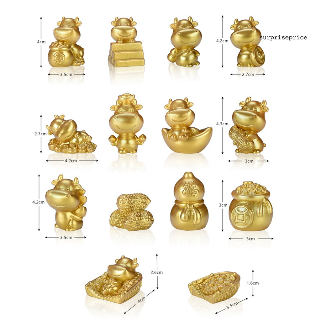 Mô hình tượng trâu nhỏ xinh trang trí năm mới tiện dụng