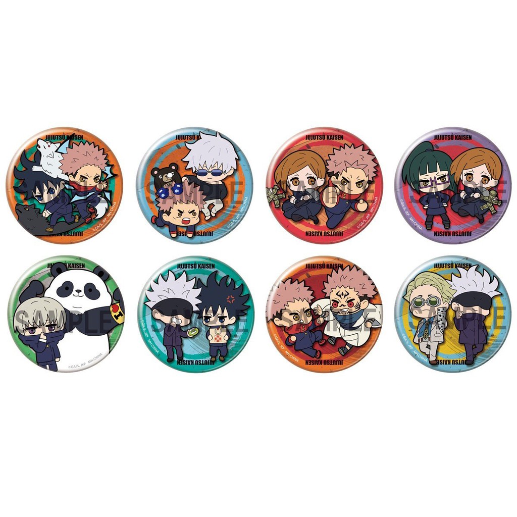 Combo 8 huy hiệu cài áo IN HÌNH Jujutsu Kaisen Chú thuật hồi chiến anime chibi dễ thương tiện lợi m02