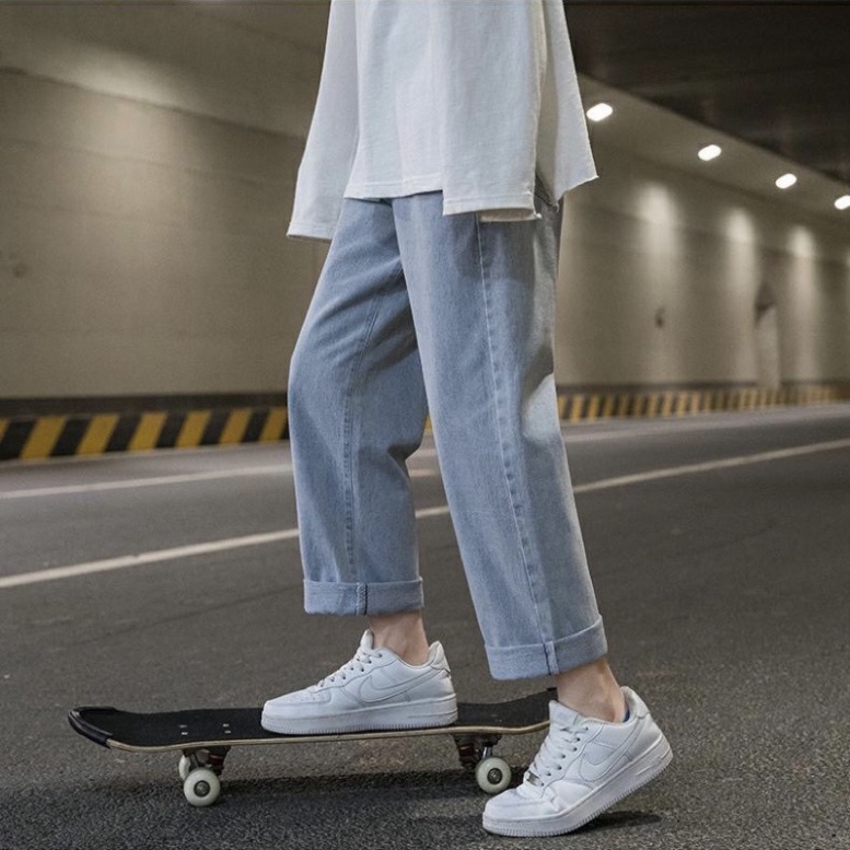 Quần Jean Baggy nam xanh sáng nhạt ống xuông rộng Q4 - quân bò baggy nam hottrend2021 | BigBuy360 - bigbuy360.vn