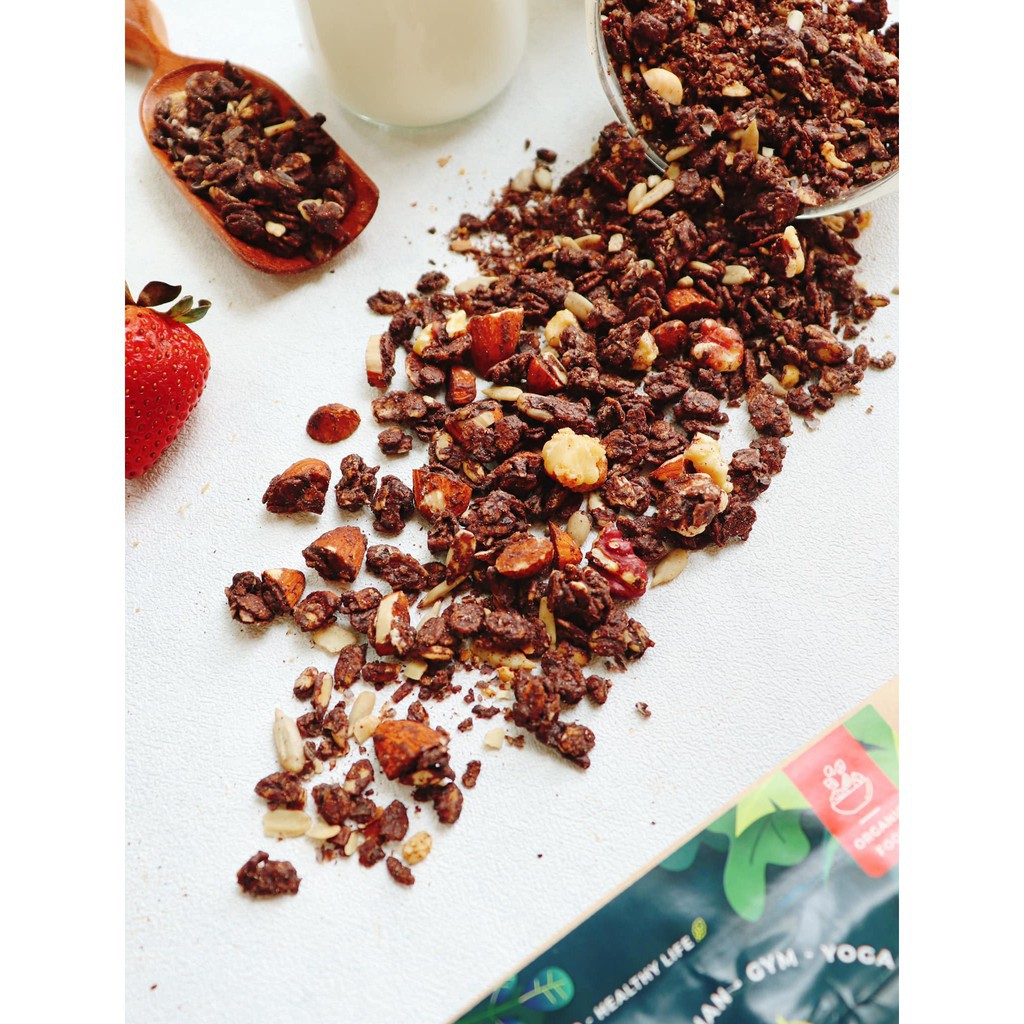 Ngũ Cốc Granola Gạch Đỏ Gói 500g, Giảm Cân, Tăng Cơ, Dành Cho Người Tập GYM, YOGA, DIET