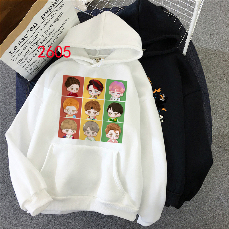 Áo Hoodie Dài Tay In Hình Nhóm Nhạc EXO Thời Trang