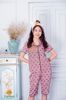 Bộ lụa hoạ tiết Tim Đôi - Lửng