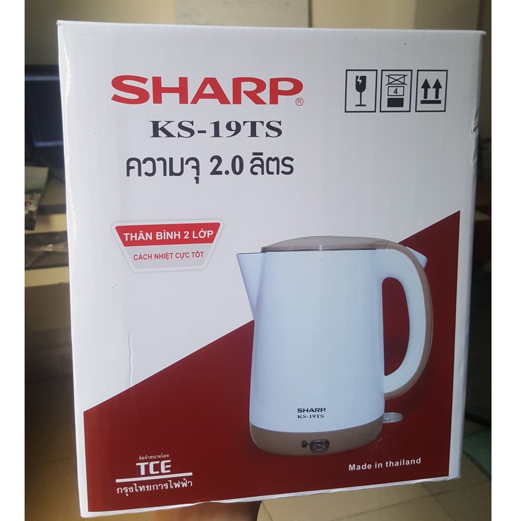 [ĐÁNG ĐỒNG TIỀN] Ấm siêu tốc Sharp KS-19TS Made in Thái Lan - Bảo Hành Chính Hãng 12 Tháng