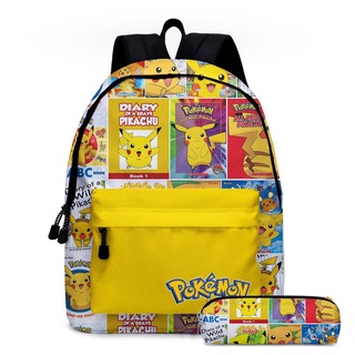 Pokemon kids backpack student backpack Pikachu backpack Camping bag pet elf bundle pocket gift lightweight fashion canvas backpack cute cartoon drawstring bag pencil case