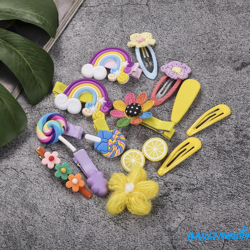 Set 14 Kẹp Tóc Hình Thú / Bông Hoa Dễ Thương Dành Cho Bé Gái
