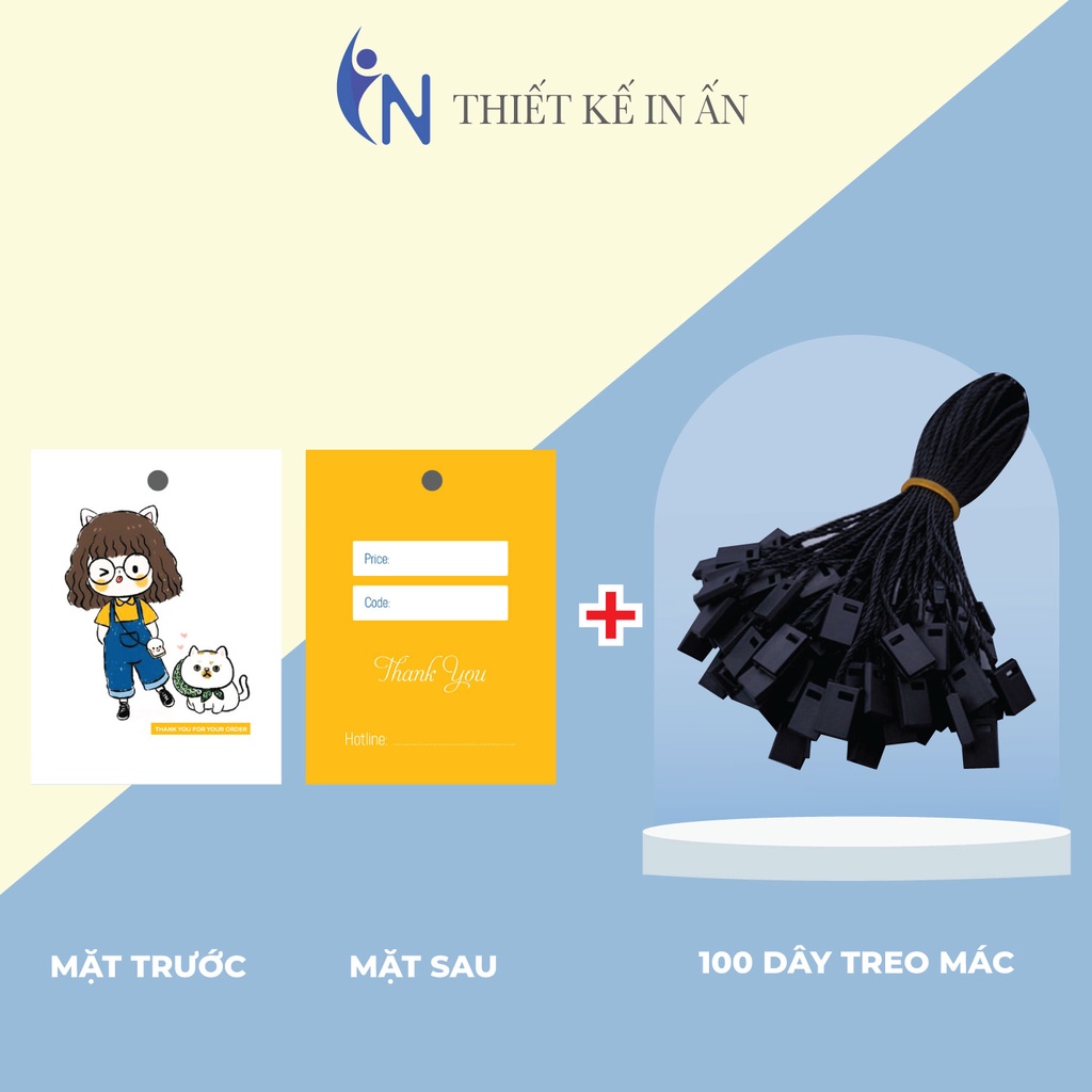 Mác quần áo combo 100 mác + 100 Dây Treo Thẻ Bài - Dây Dù Xâu Tag  Quần Áo