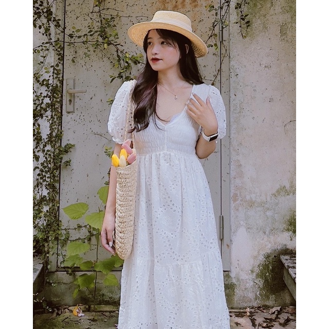 VÁY TRẮNG CHUN NGỰC ( ẢNH THẬT SHOP CHỤP 100% VÀ FBACK CỦA SHOP )