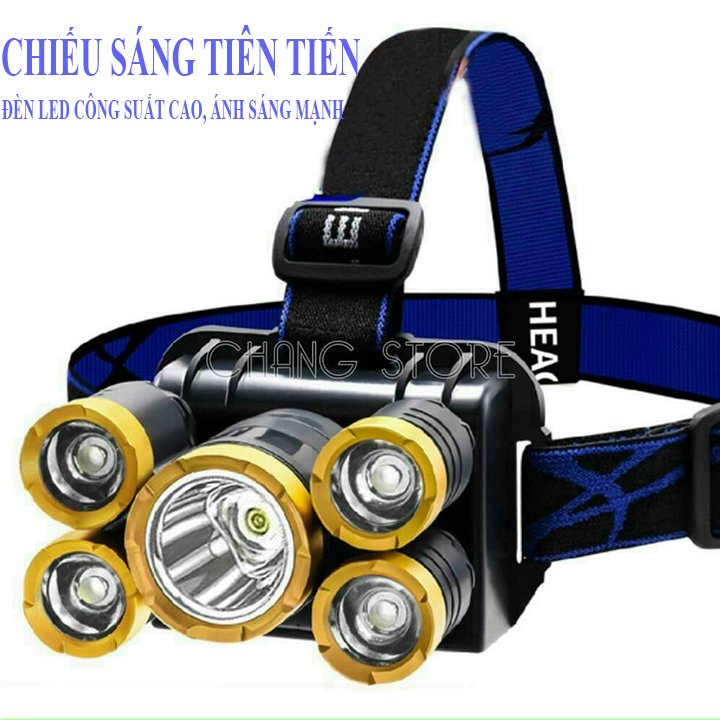 Đèn pin đội đầu 5 bóng siêu sáng