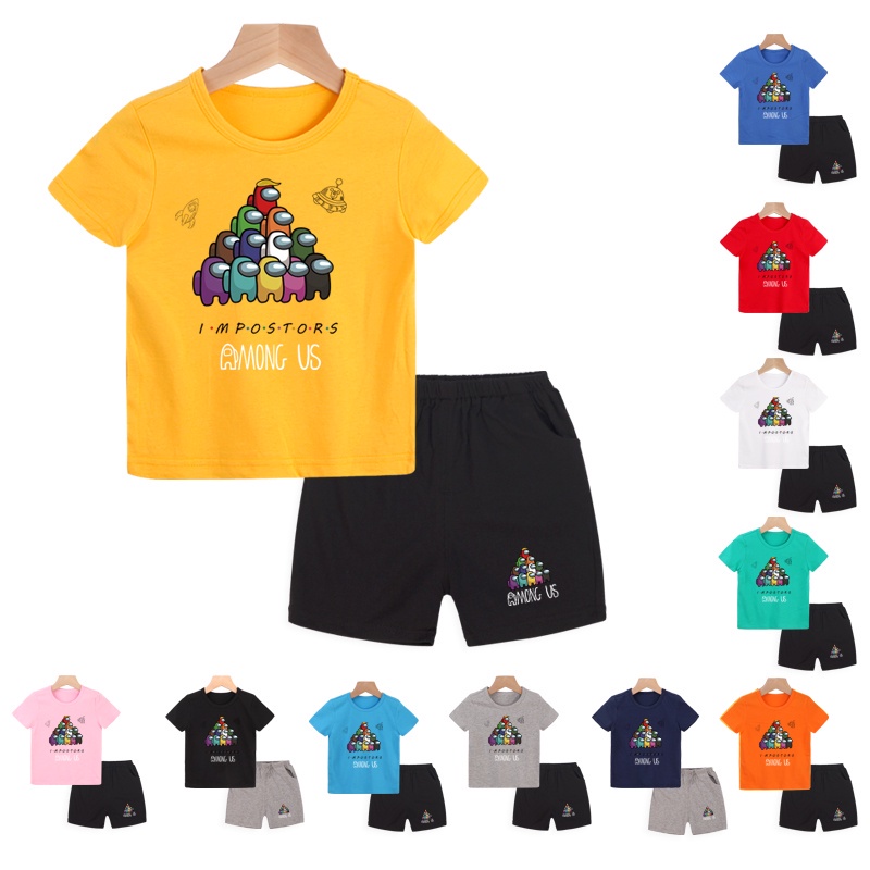 Set Áo Thun Tay Ngắn & Quần Dài In Hình Hoạt Hình Cho Bé Trai