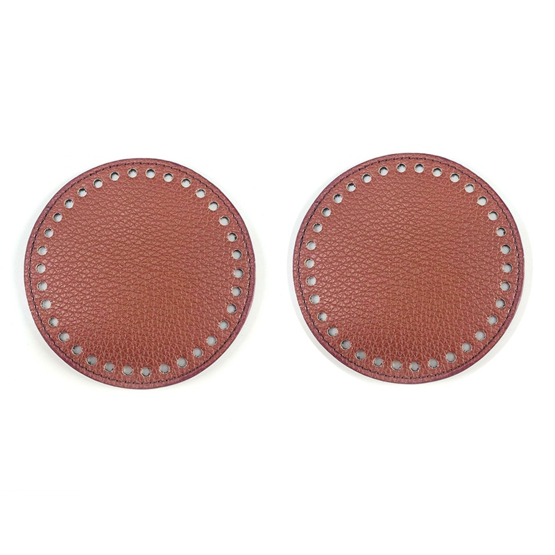 Set 2 Đế Tròn Bằng Da PU Lót Đáy Túi Xách DIY Có Lỗ