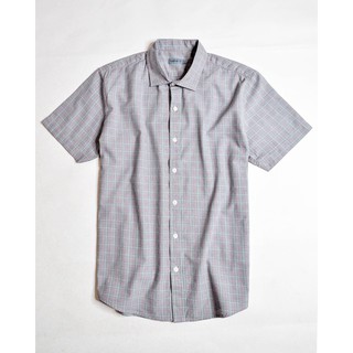 ÁO SƠ MI NAM NGẮN TAY COTTON SỌC GINGHAM XÁM TÍM