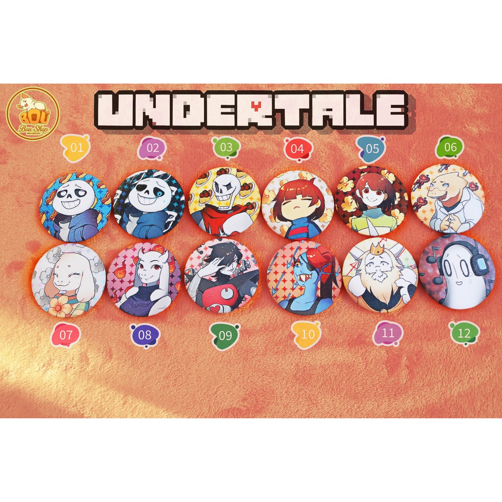 Huy hiệu Undertale Sans 36 MẪU NHŨ các phiên bản Game Pin Lấp Lánh