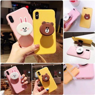 Ốp Lưng Gấu Brown Và Thỏ Cony Kèm Pop