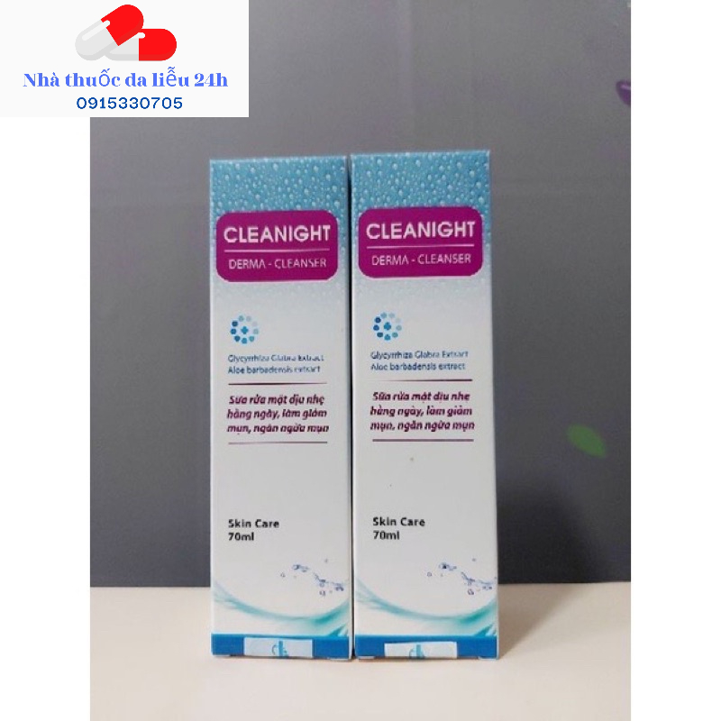 Sữa Rửa Mặt  CLEANIGHT DERMA - CLEANSER, giảm mụn, mờ thâm, trắng da - dalieu24h