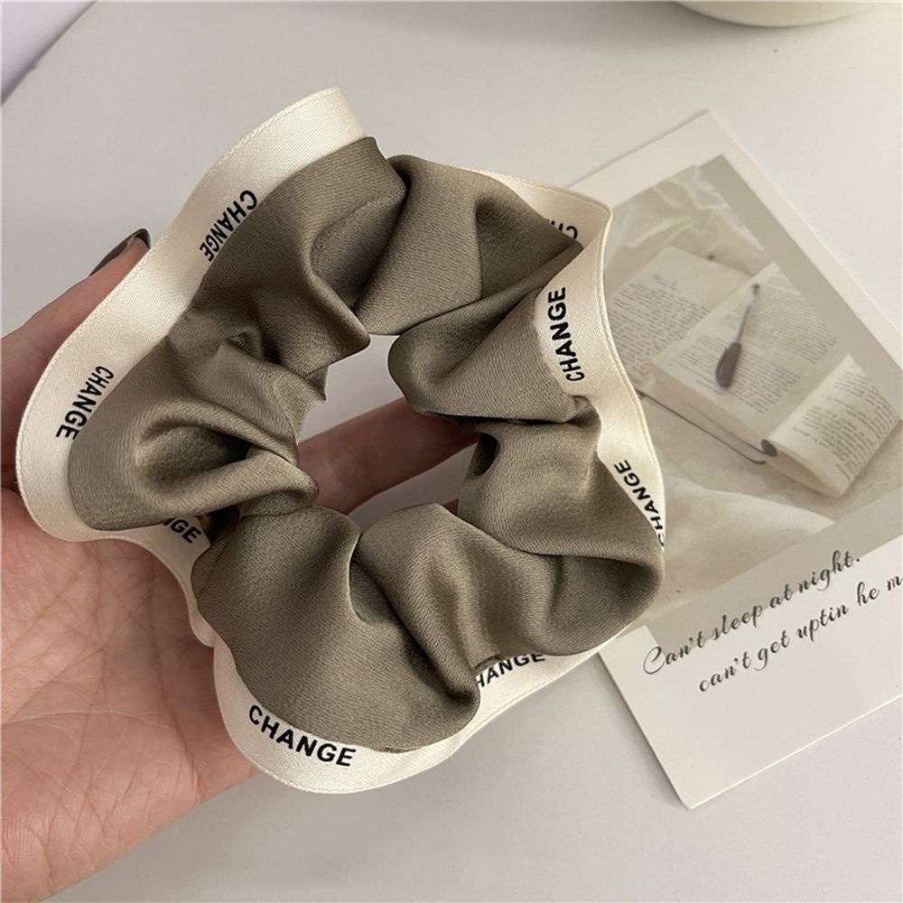 Dây buộc tóc cao su màu trơn in chữ phong cách Hàn Quốc dễ thương cho nữ