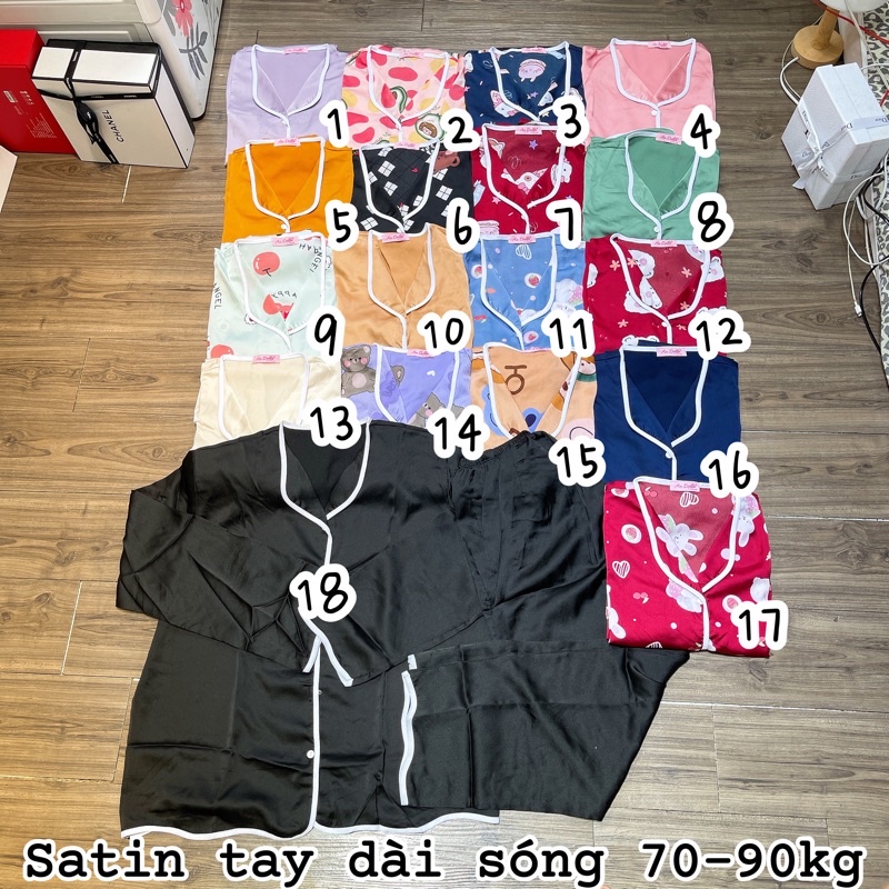 Pizama Satin dài dài bigsize 70-90kg
