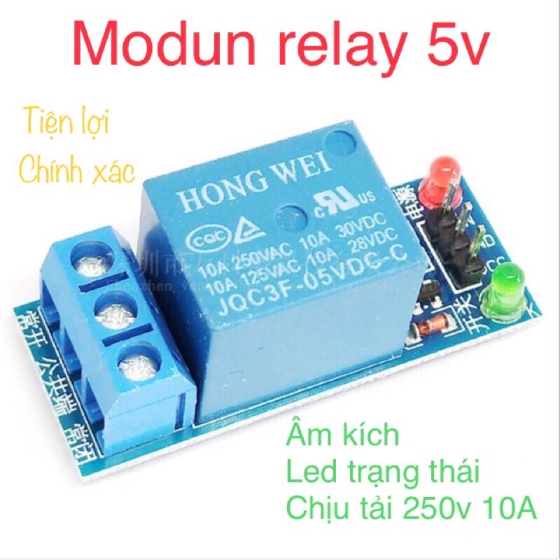 ✅Module Mạch Relay 5v 1 Kênh Đóng Ngắt Mạch Điện 250v 10A Không Cách Ly Quang