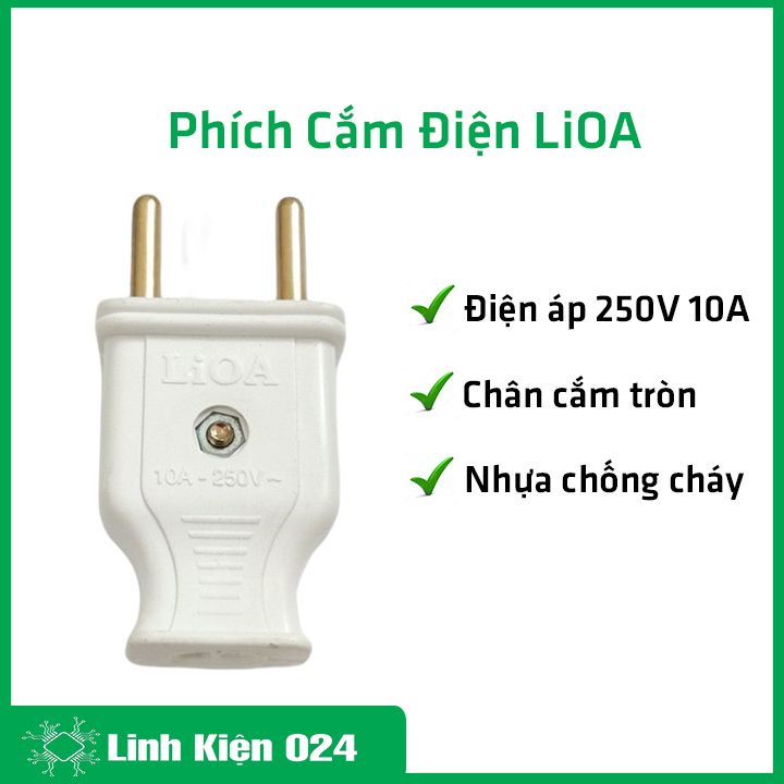 Phích cắm điện 2 chân sử dụng điện áp 250V chịu dòng 10A