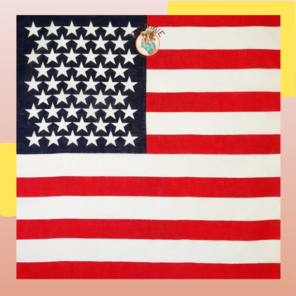 Khăn Bandana; Khăn Turban Hiphop nhiều màu 55x55cm hình cờ Mỹ; K02 - BONMIE