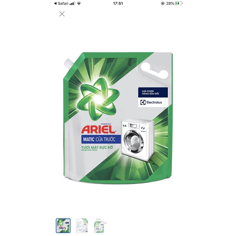 NƯỚC GIẶT ARIEL CỬA TRƯỚC TÚI 3,6KG TƯƠI MỚI RỰC RỠ